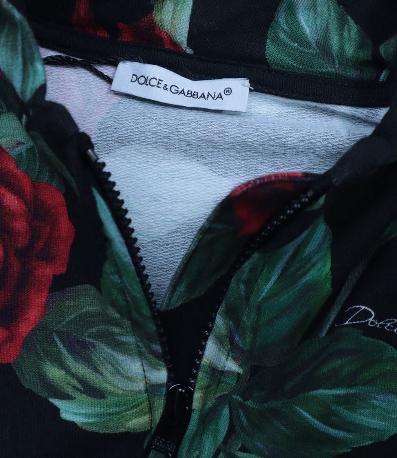 Dolce & Gabbana Baby Hoodie mit Rosenprint in Schwarz Größe 6–9 Monate