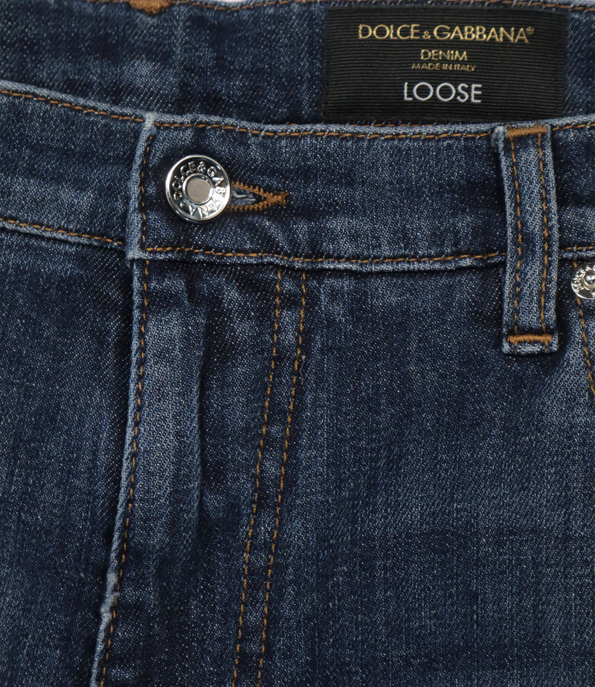 Dolce & Gabbana Jeans Größe 48 aus blauem Denim im Loose Fit mit Used-Waschung Made in Italy.