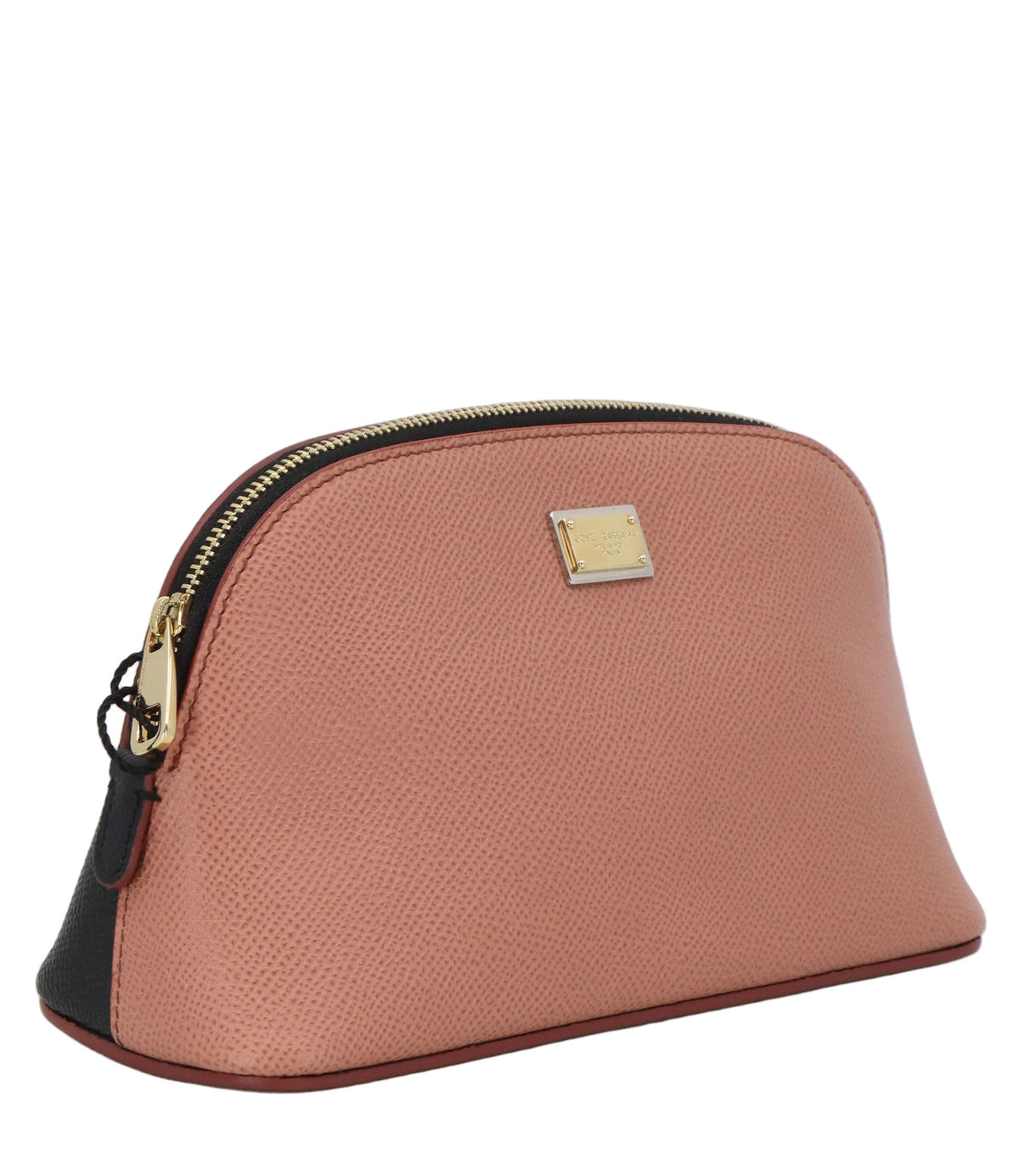 Dolce & Gabbana Kosmetiktasche rosa aus Leder mit Logo-Plakette