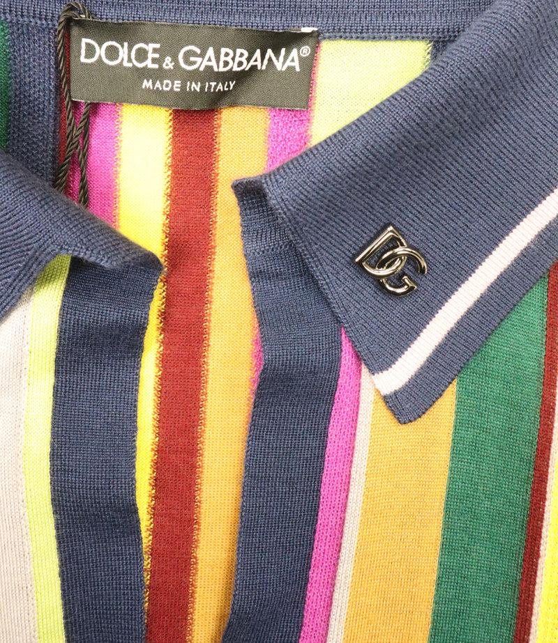 Dolce & Gabbana Polo Shirt bunt gestreift Größe 44 Designer Herren