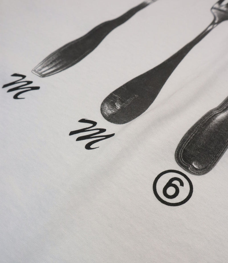 Maison Margiela weißes T-Shirt mit Besteck Print Größe M