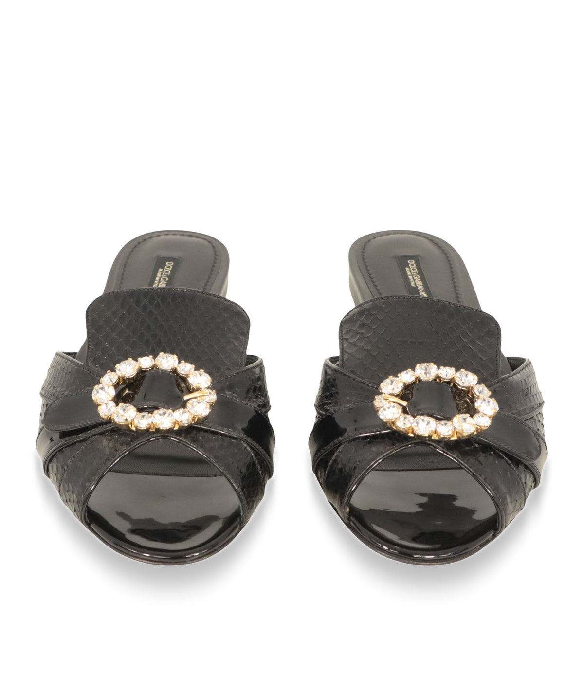 Dolce & Gabbana Sandalen schwarz Leder Größe 36 mit Schmuckdetail