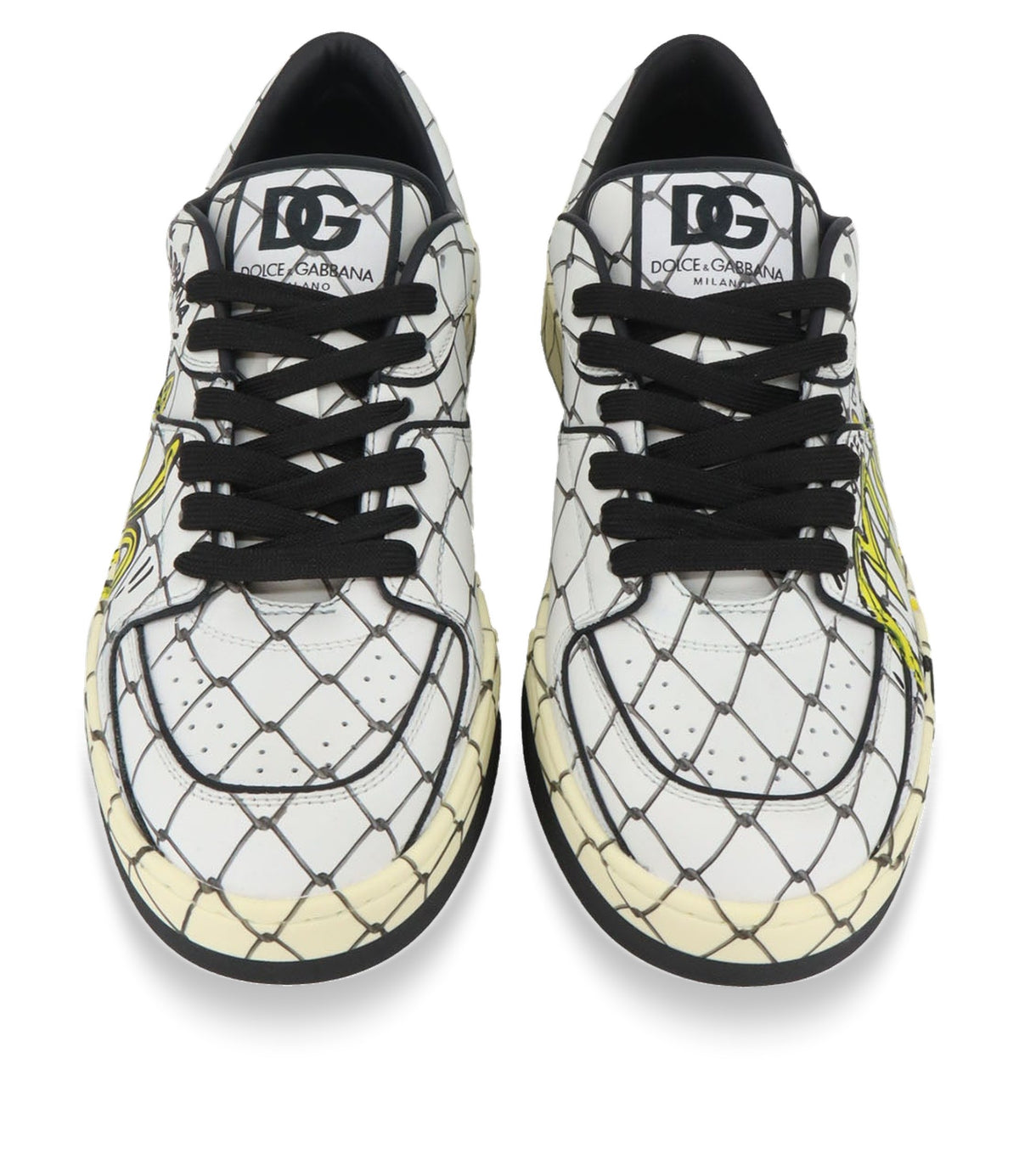 Dolce & Gabbana Sneaker weiß graffiti gelb Größe 45