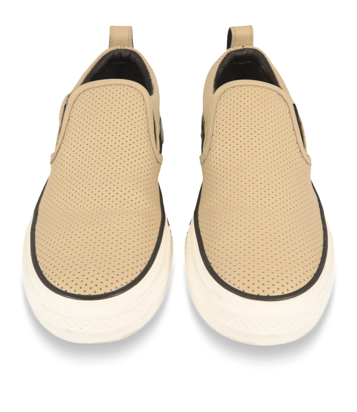 Dolce & Gabbana Slip-On Sneaker Größe 39 aus beigem perforiertem Leder mit Logo-Sohle im Dolce & Gabbana Sale.