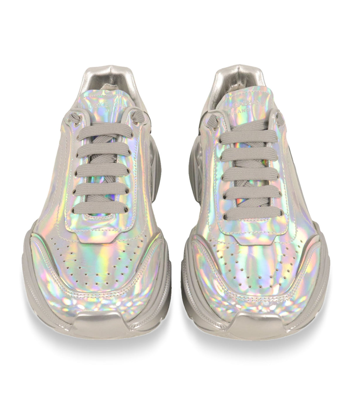 Dolce & Gabbana Sneaker Größe 39 in holografischem Silber mit Chunky-Sohle und luxuriösem Designer-Look.