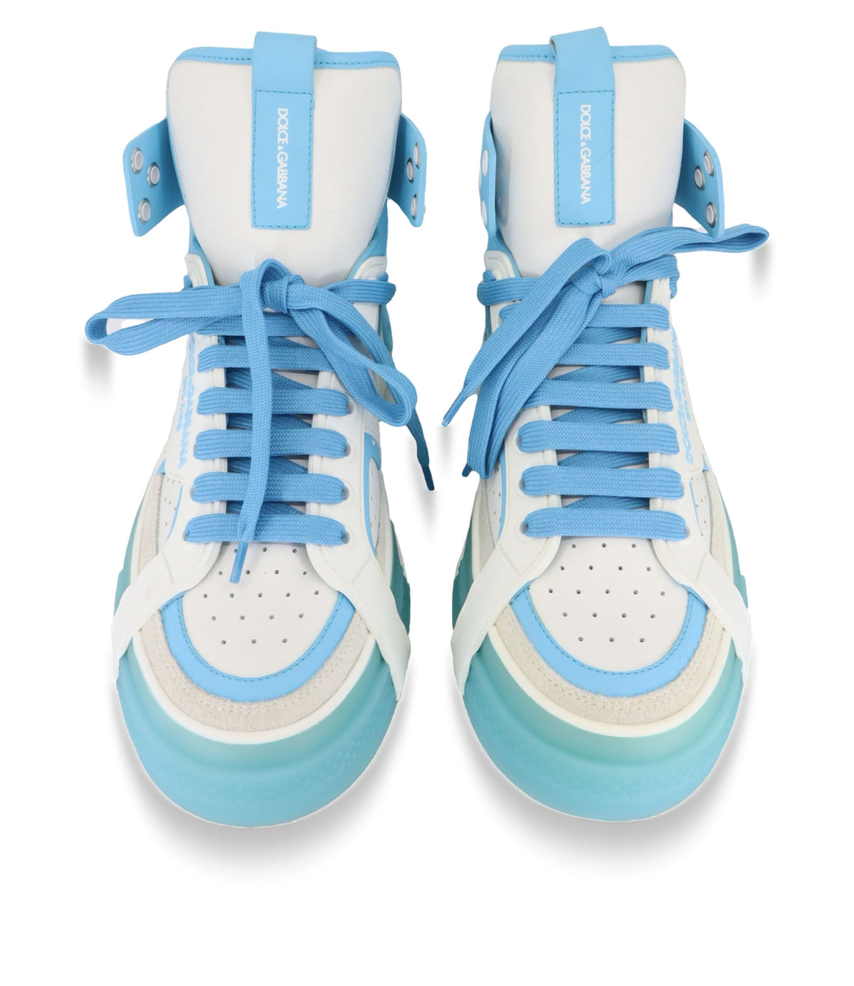 Dolce & Gabbana High Top Sneaker weiß hellblau Größe 39 Luxus Damenschuhe