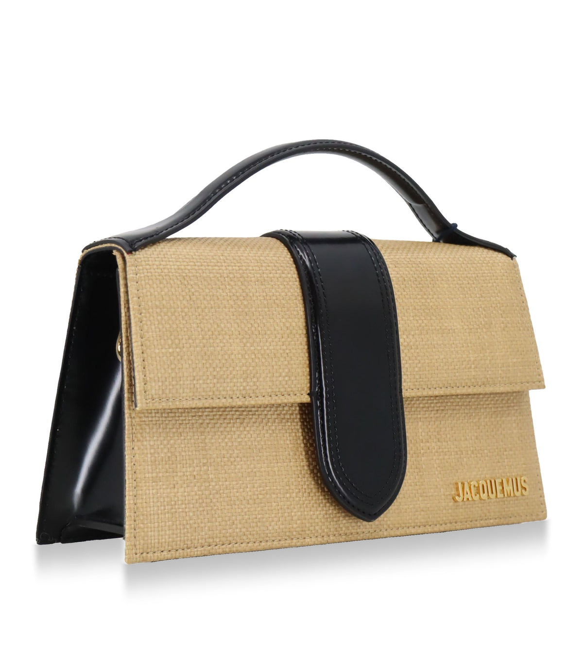 Jacquemus Raffia Handtasche Beige Schwarz mit Lederhenkel Designer Tasche