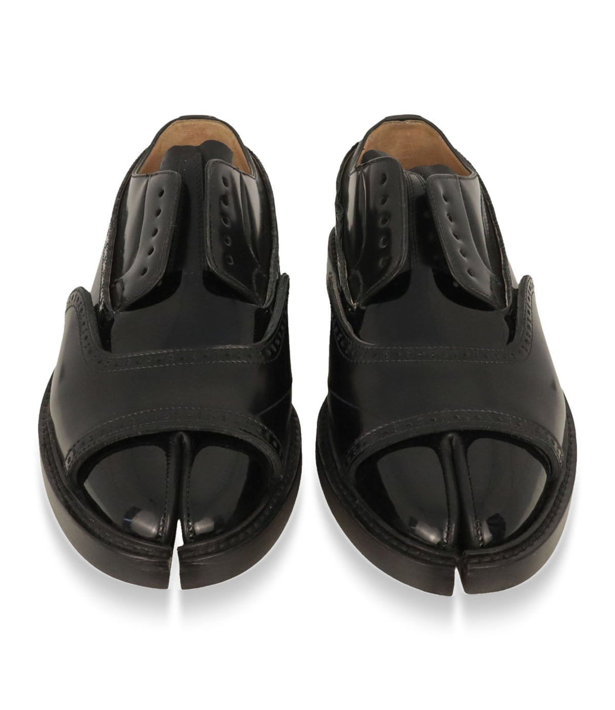 Maison Margiela Derby Tabi Schuhe aus schwarzem Glattleder Größe 38