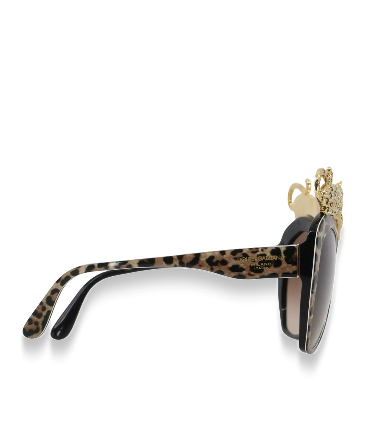 Dolce & Gabbana Sonnenbrille leo print mit goldenen panthern kristallbesetzt luxuriös designer accessoire