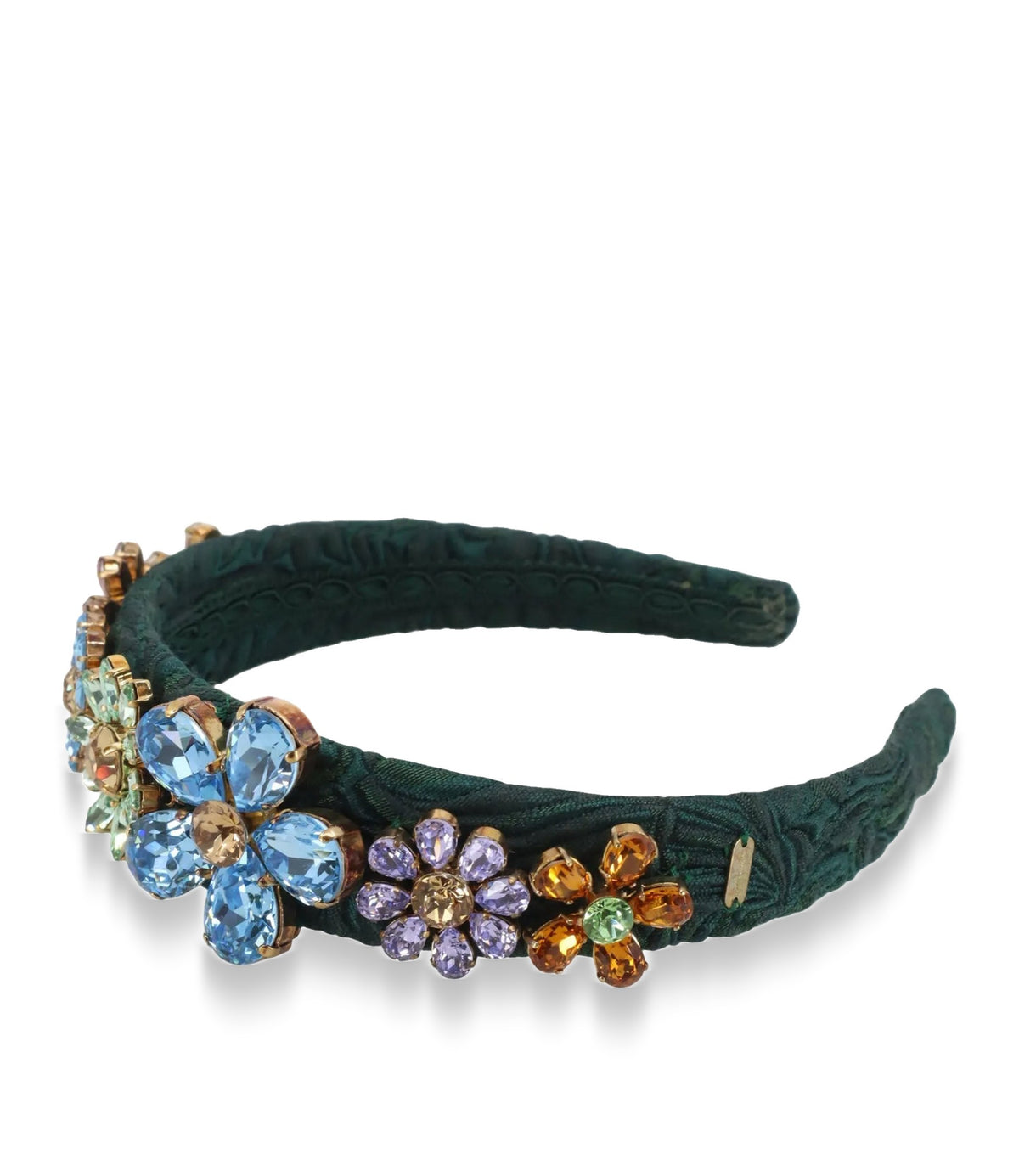 Dolce & Gabbana Haarreif Grün mit floralen Kristallen und Golddetails