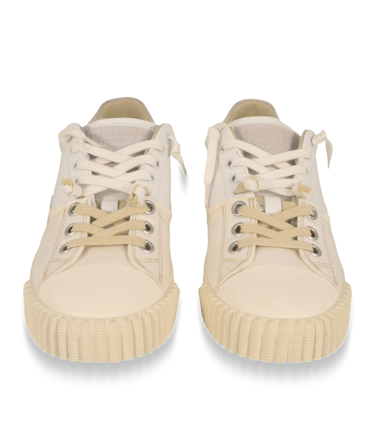 Maison Margiela Sneaker Größe 41 in Creme und Off-White aus Leder und Canvas mit Gummisohle im Designer Sale.