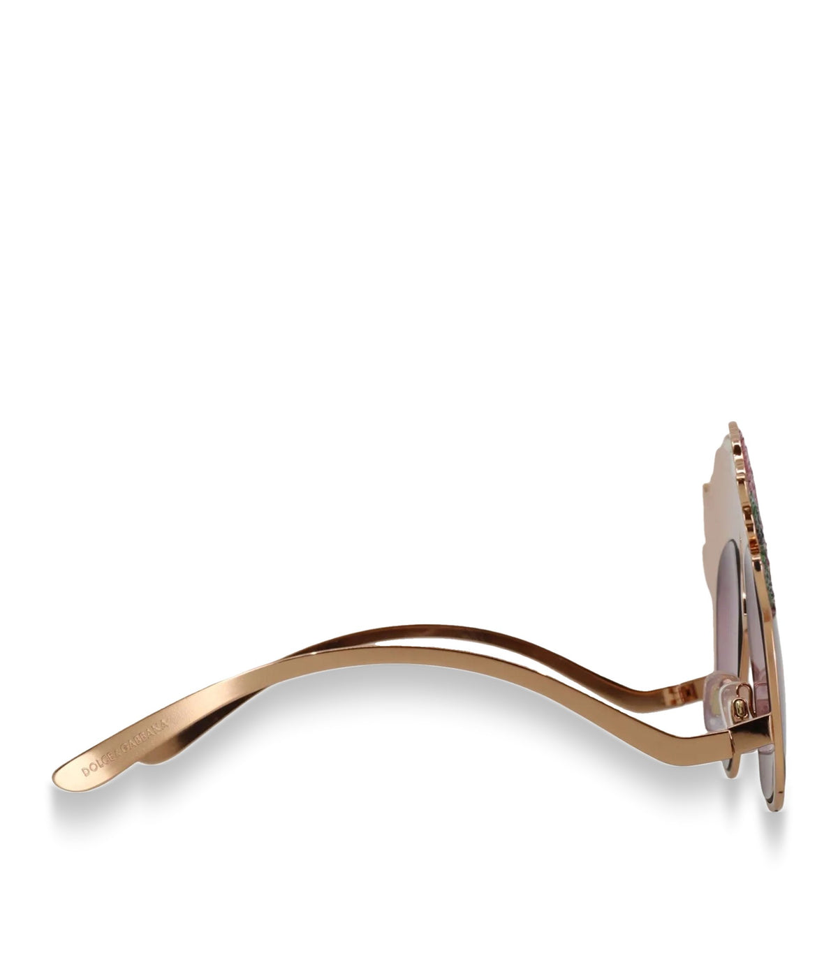 Dolce & Gabbana Sonnenbrille gold rosa mit Pailletten Blumen luxuriös Damen Accessoire