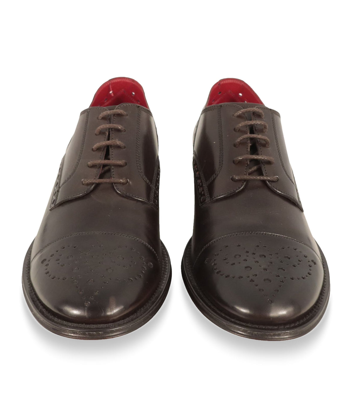 Dolce & Gabbana Business Schuhe aus dunkelbraunem Glattleder mit Brogue-Details Größe 42