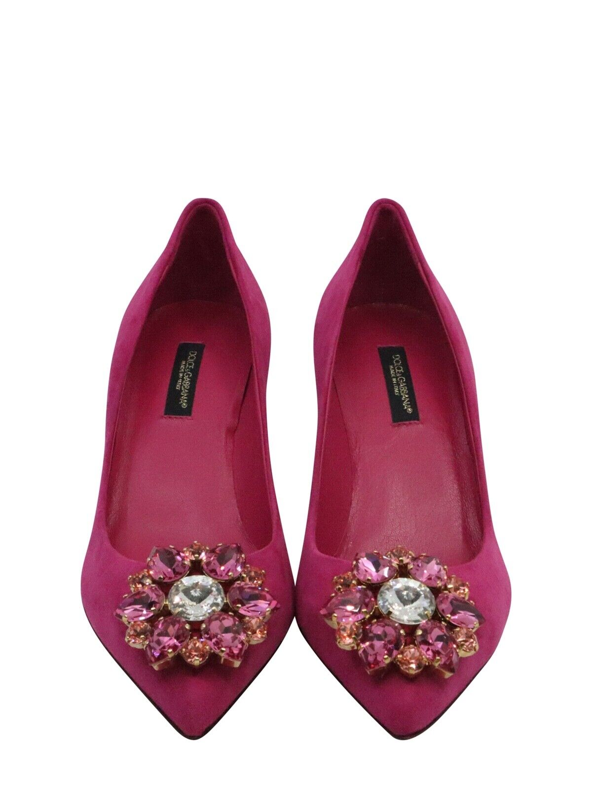 Dolce & Gabbana High Heels Größe 35 in Pink aus Veloursleder mit Kristallverzierung und Kitten Heel