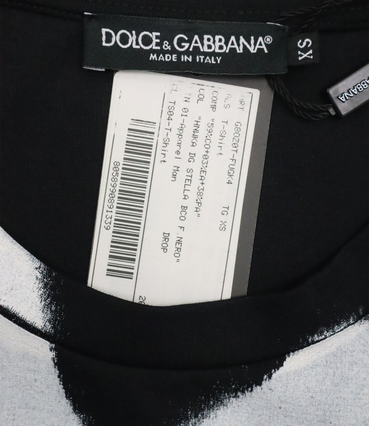 Dolce & Gabbana schwarzes T-Shirt Größe XS mit großem weißem DG Print graffiti Style