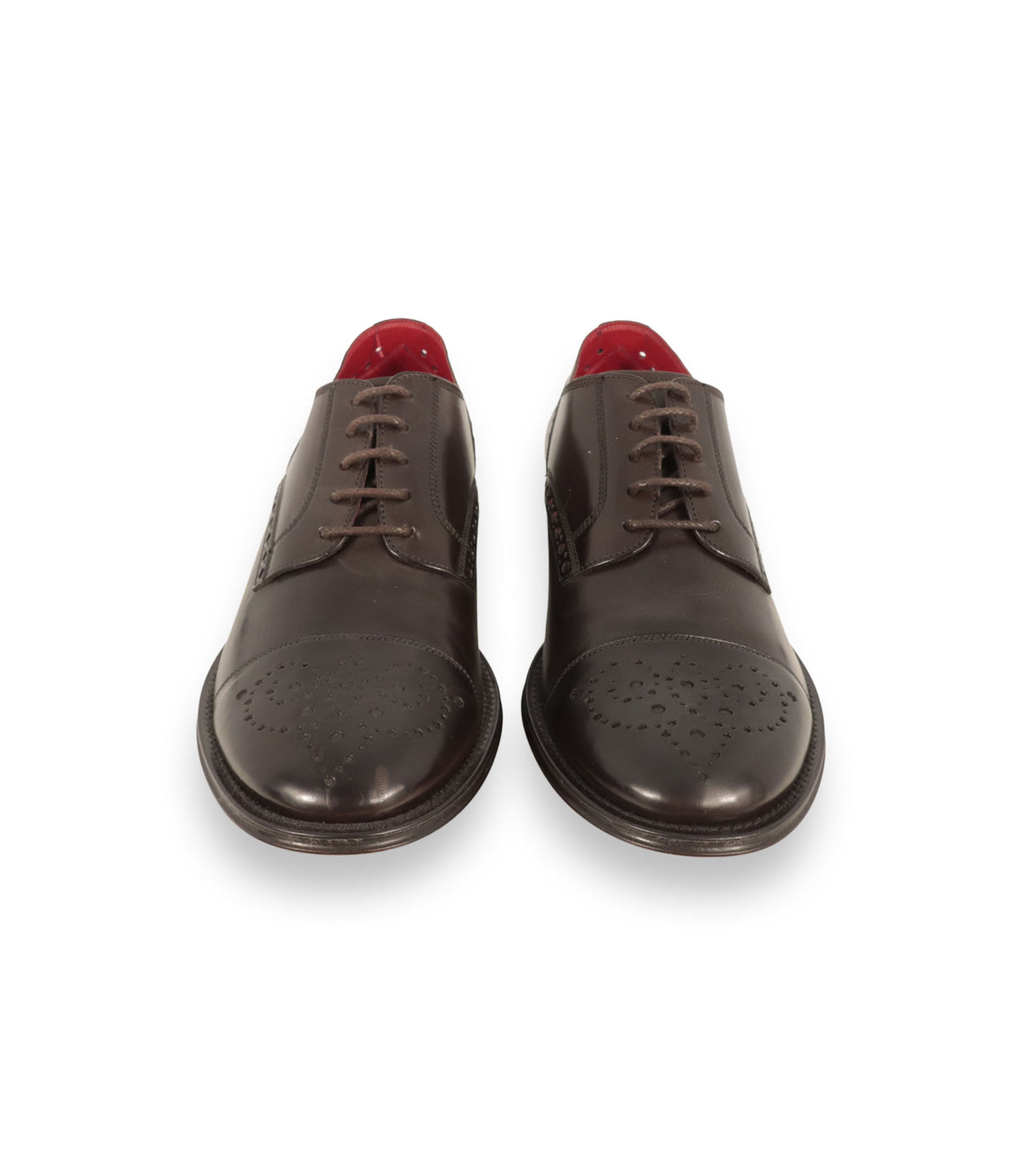 Dolce & Gabbana Business Schuhe aus dunkelbraunem Glattleder mit Brogue-Details Größe 42