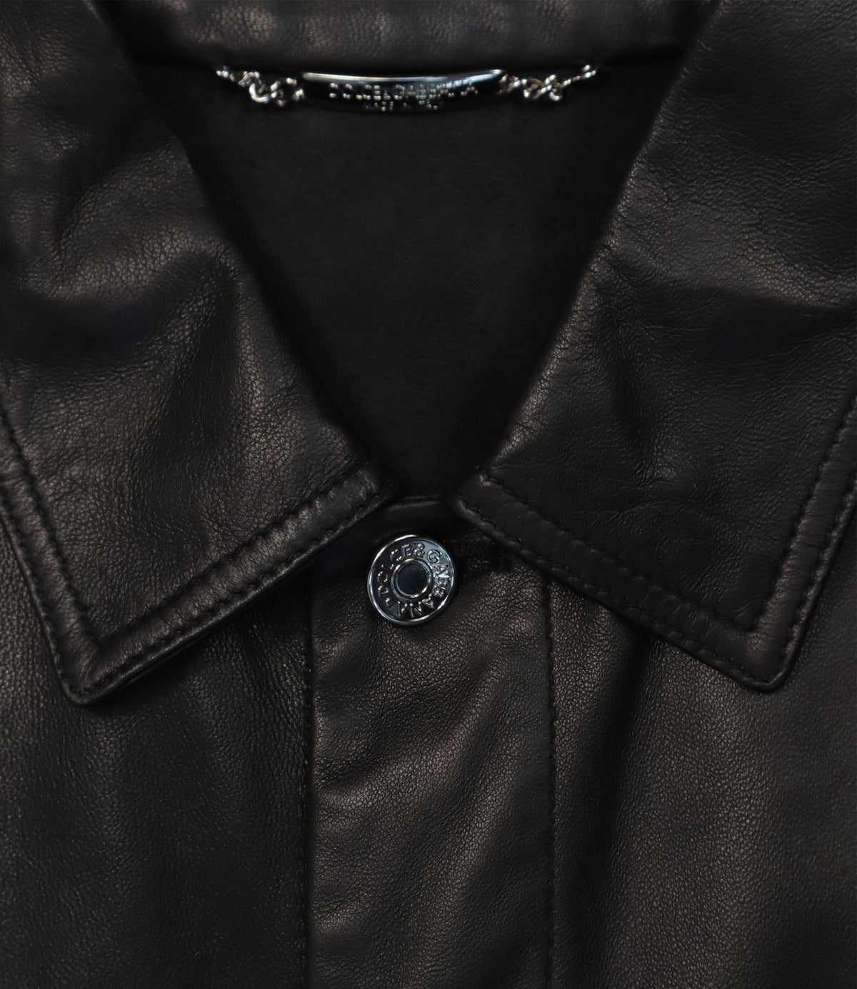 Dolce & Gabbana Lederjacke aus schwarzem Lammleder Größe 46 im Sale