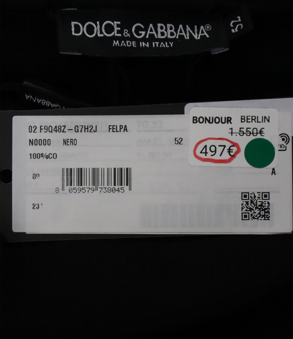 Dolce & Gabbana Sweatshirt Größe 52 Schwarz mit DG Logo Applikationen