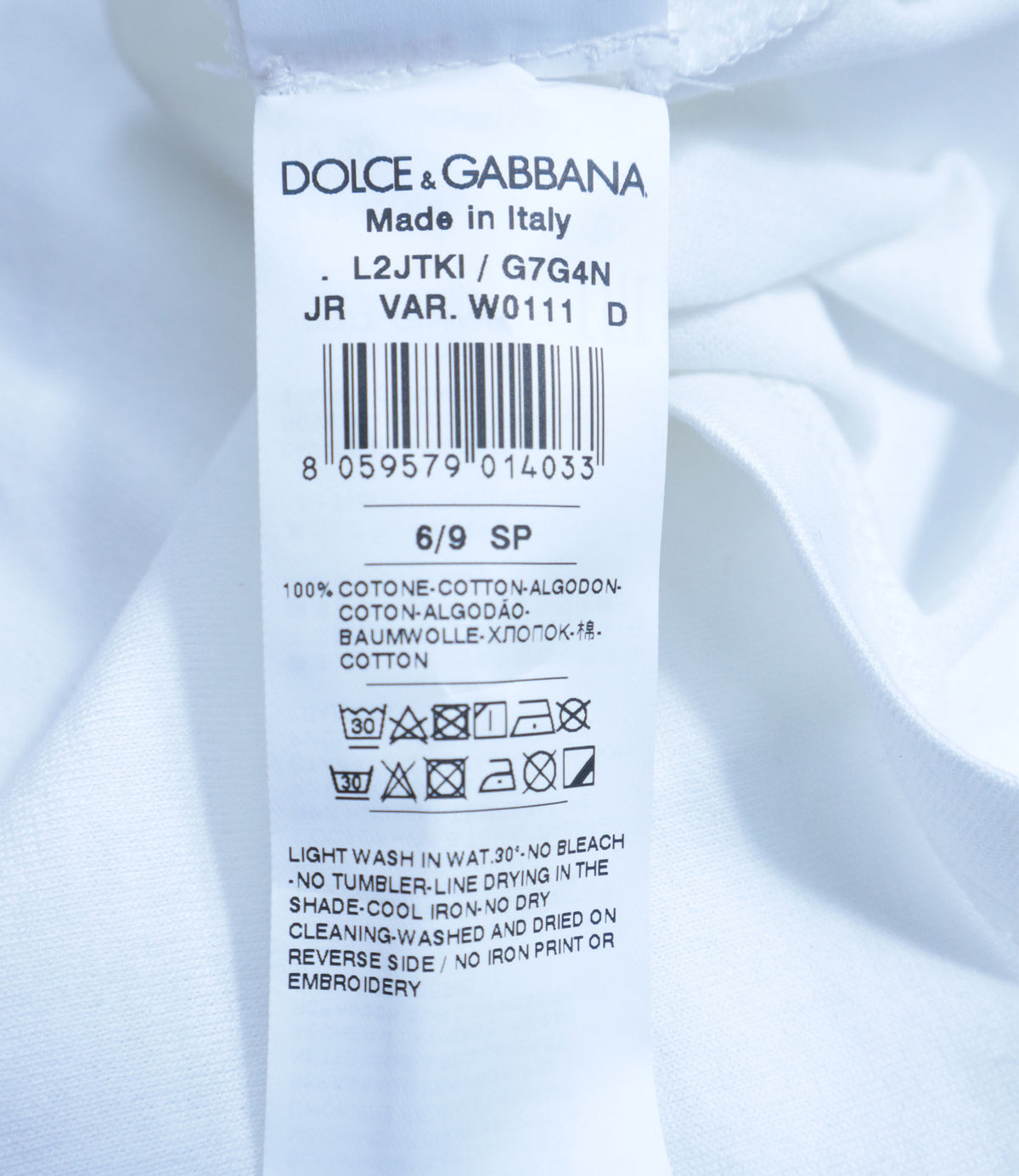 Dolce & Gabbana Baby T-Shirt in Weiß mit besticktem Kragen im Dolce & Gabbana Sale