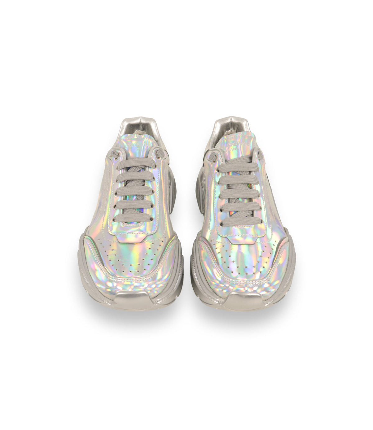Dolce & Gabbana Sneaker Größe 39 in holografischem Silber mit Chunky-Sohle und luxuriösem Designer-Look.