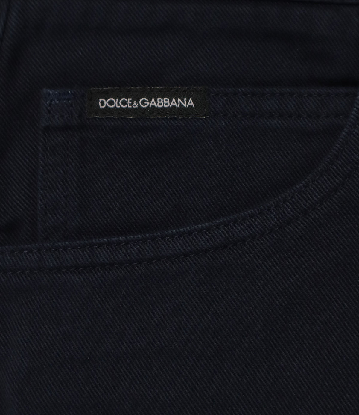 Dolce & Gabbana Hose Größe IT 46 aus 100 % Baumwolle in Navy Blau Regular Fit Made in Italy