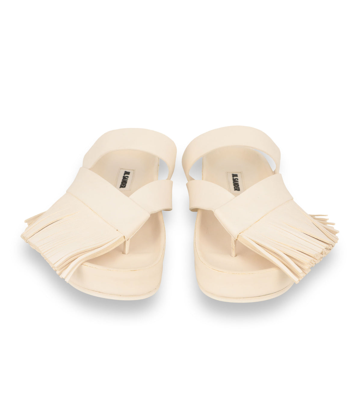 Jil Sander Sandalen Größe 37 in Off-White mit Fransen-Detail und Plateau-Sohle