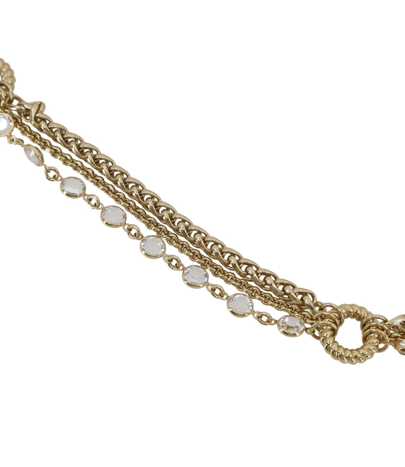 Dolce & Gabbana Gürtel Gold mit feinen Kristallketten und Lederdetails