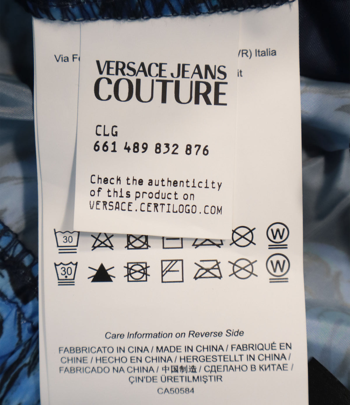 Versace Jeans Couture Badeshorts navy blau mit türkisem Barockmuster für Herren