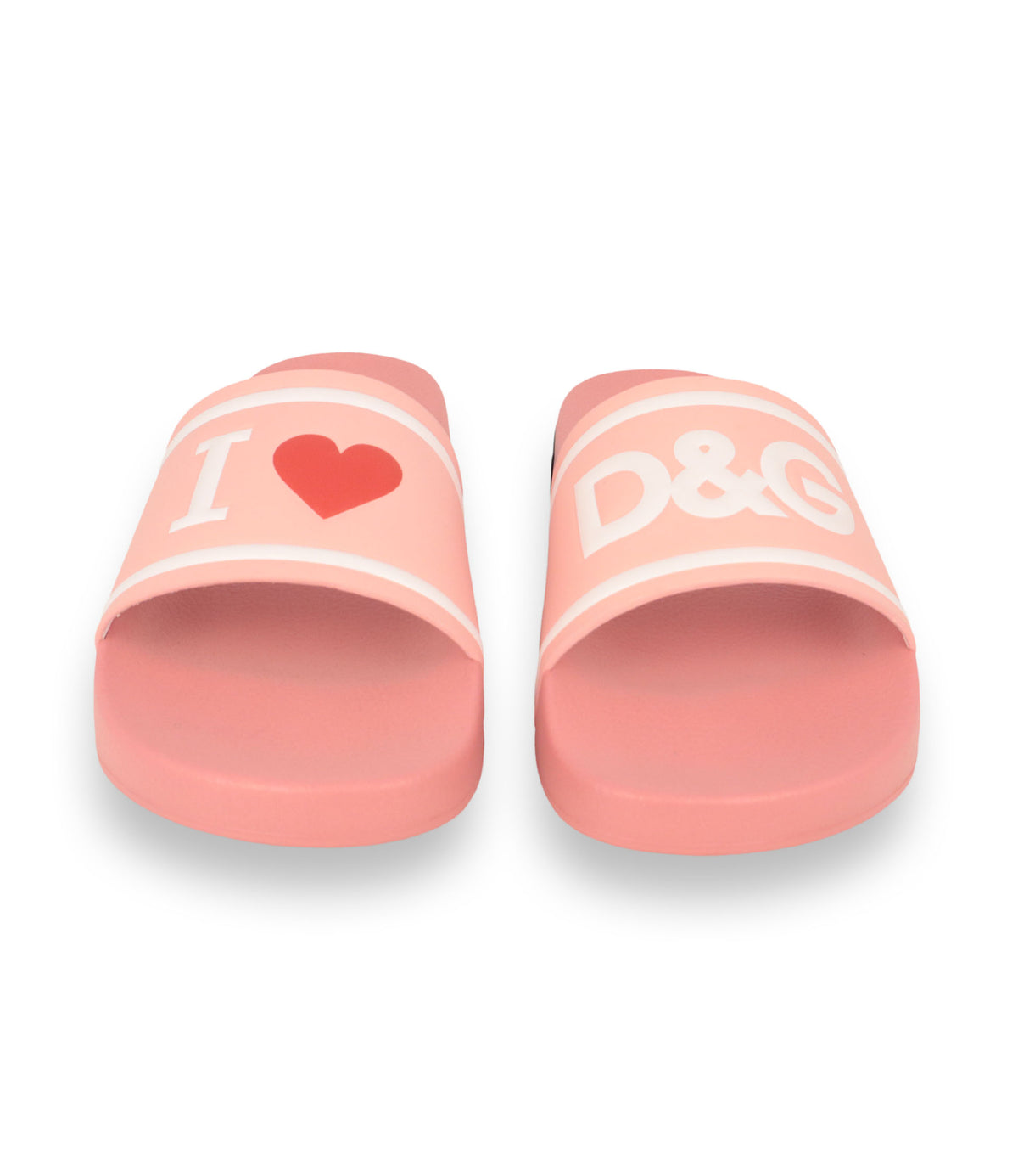 Dolce & Gabbana Slides Größe 40 in Rosa mit Logo-Print und I Love D&G Design