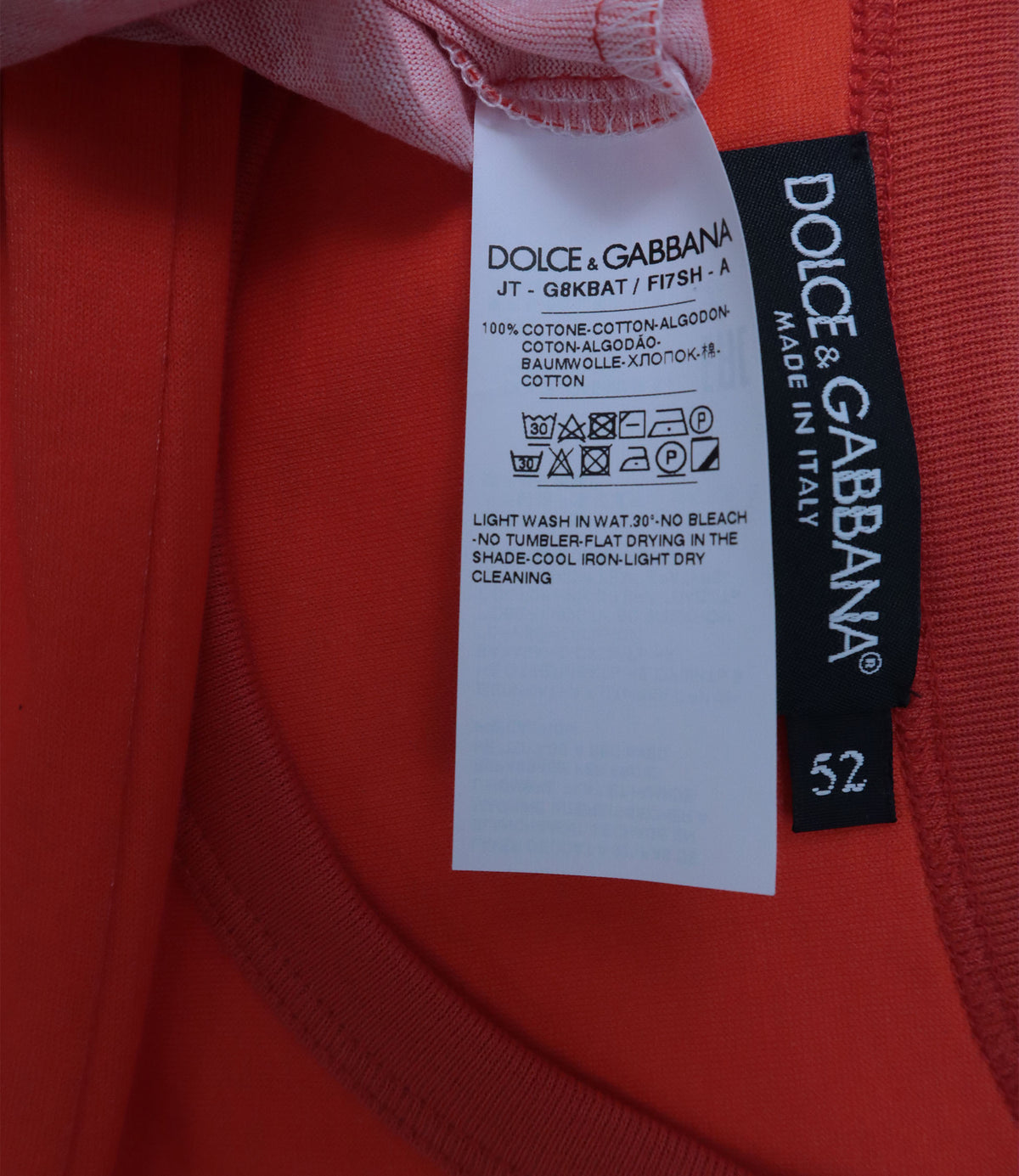 Dolce & Gabbana T-Shirt orange mit Print Baumwolle Größe 52
