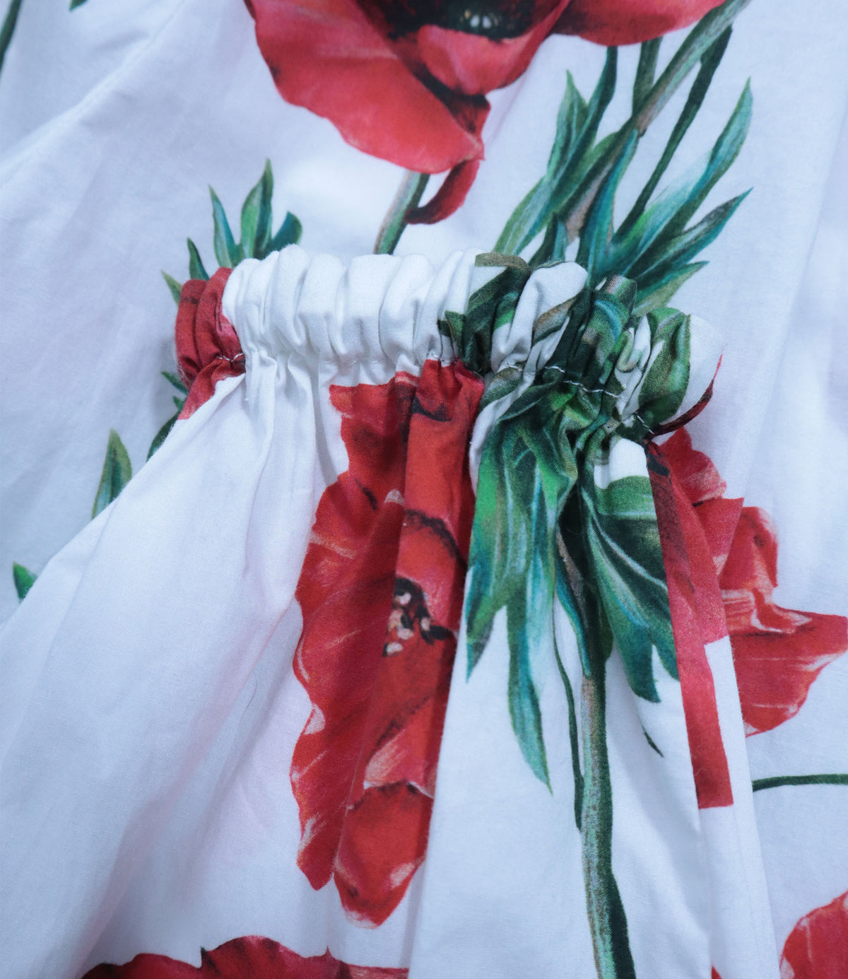 Dolce & Gabbana Jumpsuit für Kinder mit rotem Mohnblumen-Print aus Baumwolle in Weiß