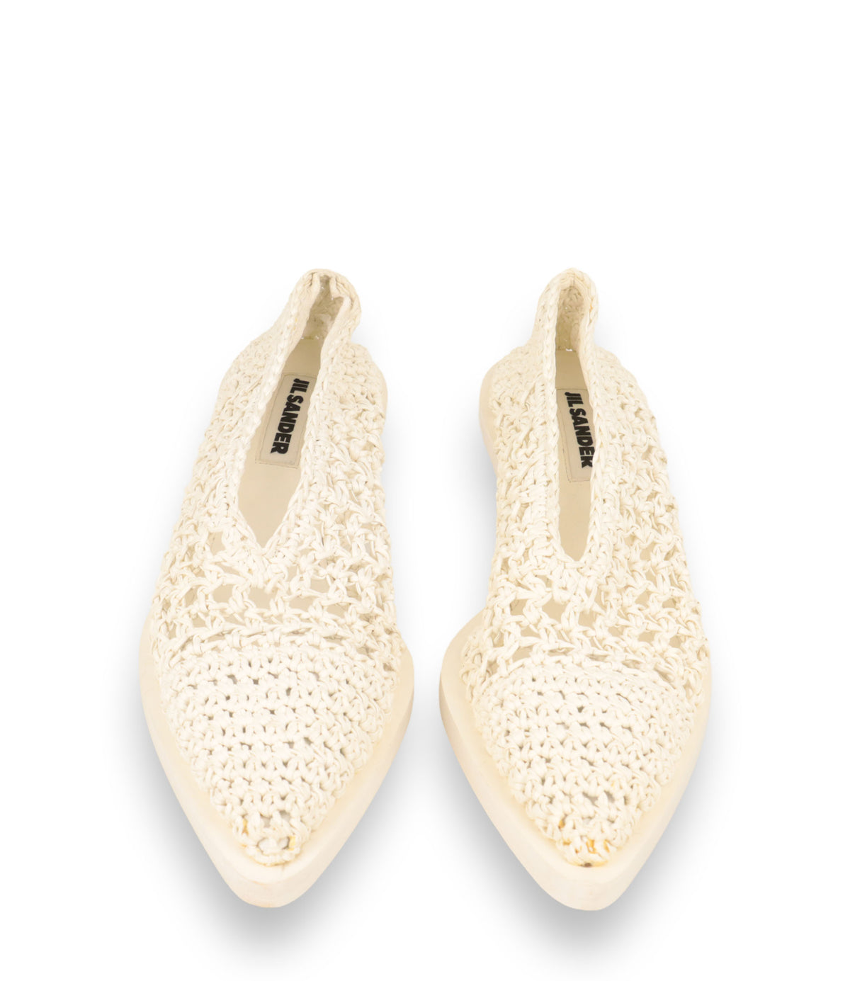 Jil Sander Pumps Größe 37 in Cremeweiß mit geflochtener Mesh-Optik und Kitten Heel