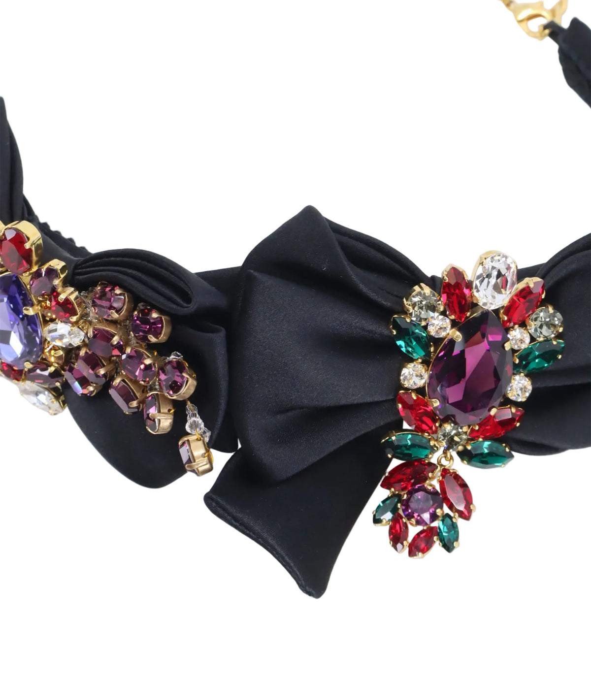 Dolce & Gabbana Gürtel Schwarz mit Schleifen und bunten Kristallapplikationen
