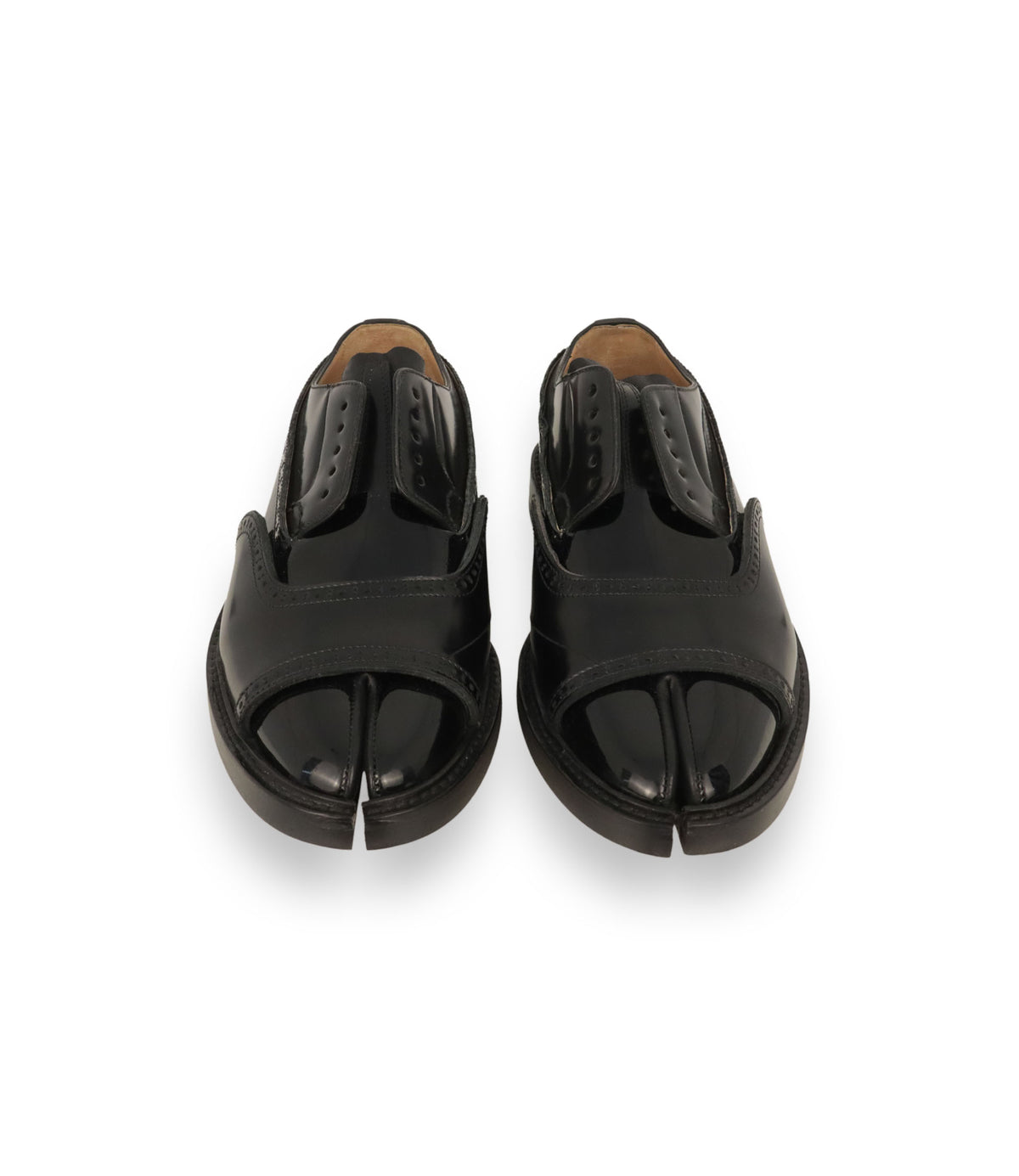 Maison Margiela Derby Tabi Schuhe aus schwarzem Glattleder Größe 38