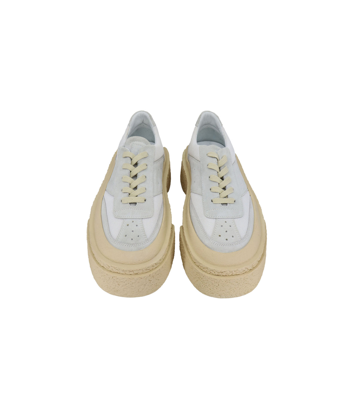 Maison Margiela Plateau Sneaker Größe 37 in Weiß und Grau aus Veloursleder und Mesh.
