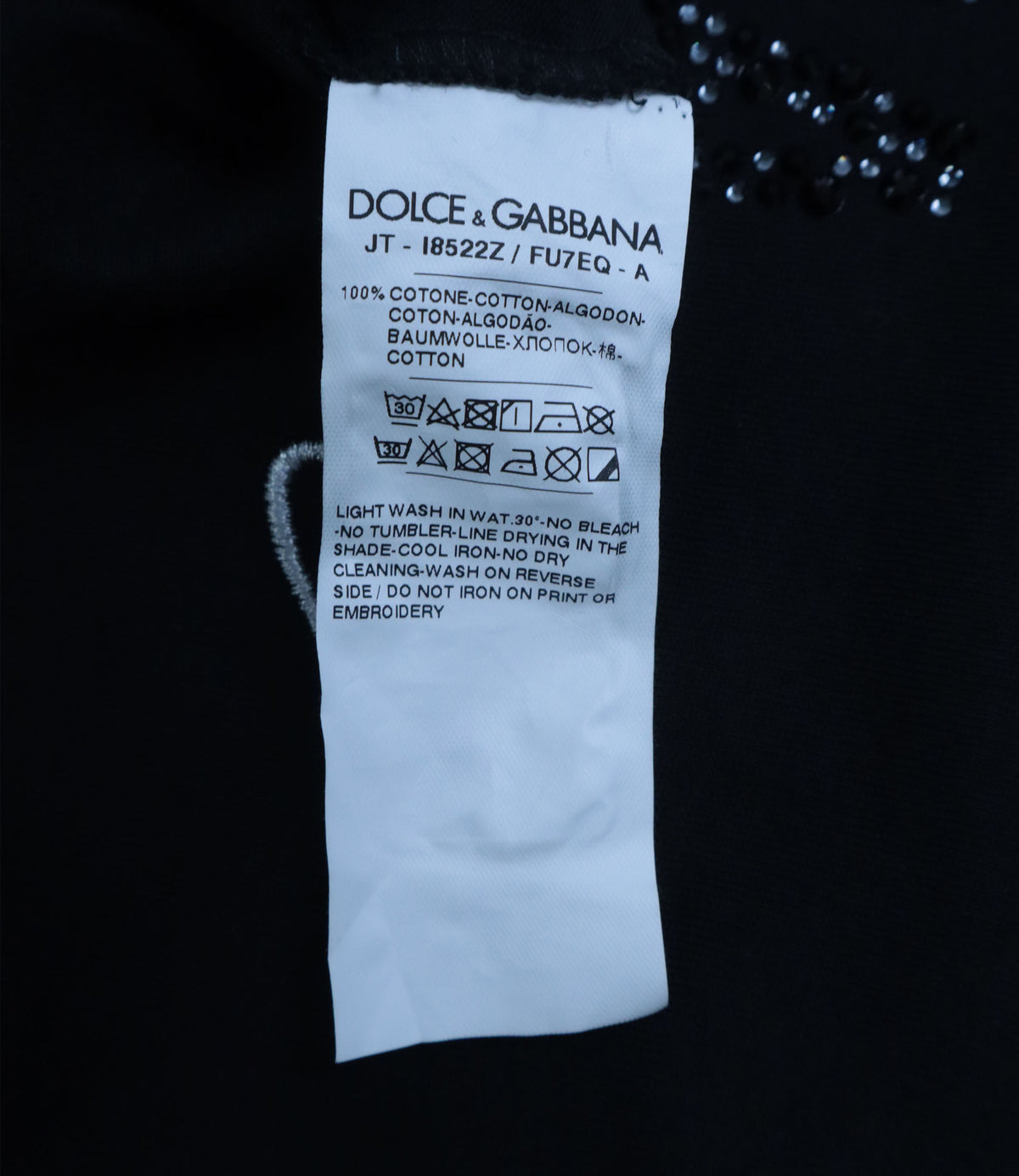 Dolce & Gabbana schwarzes Damen T-Shirt mit Chiara per sempre Print und Strassdetails Größe IT 42