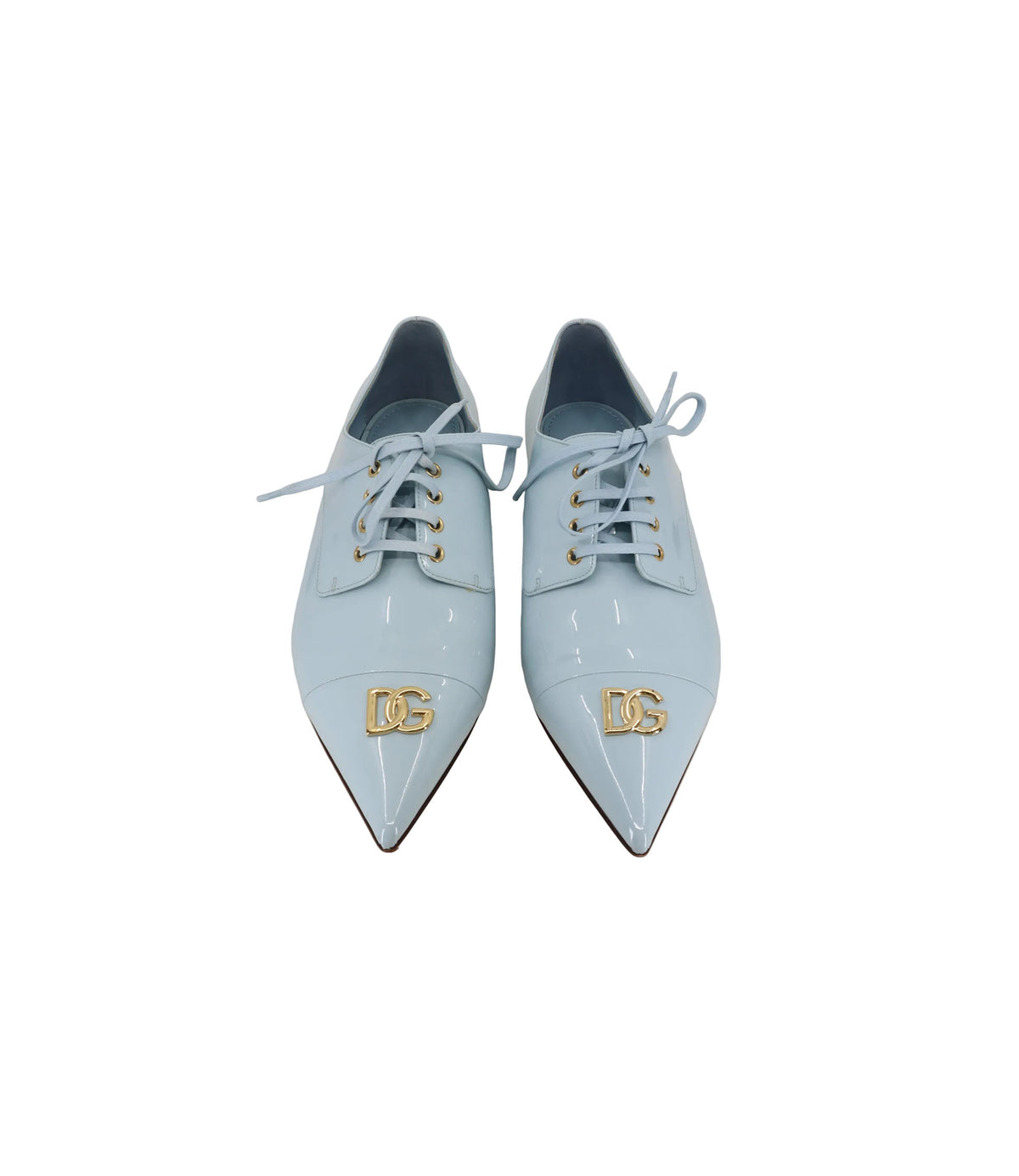 Dolce & Gabbana Schnürschuhe hellblau Lackleder Größe 39 elegant