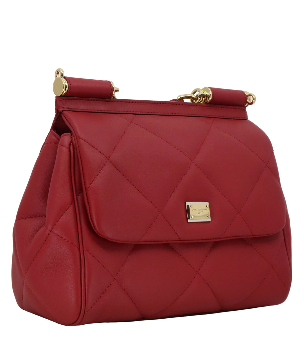 Dolce & Gabbana Handtasche rot gesteppt aus Leder mit Logo-Plakette