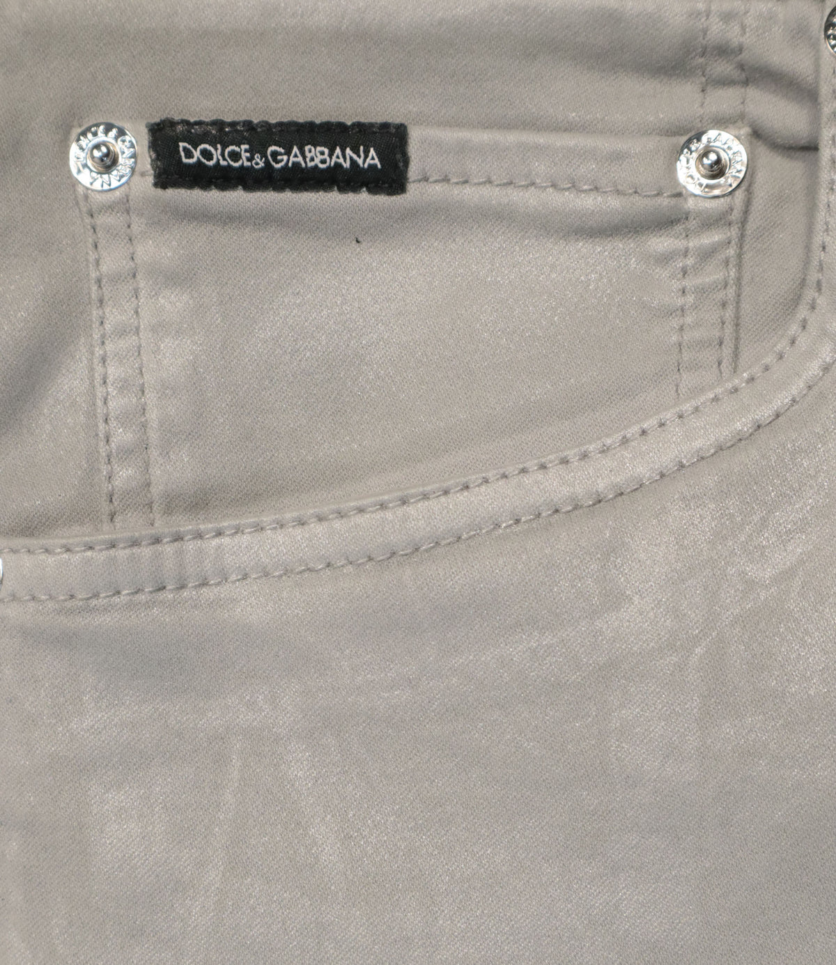 Dolce & Gabbana Skinny Hose hellgrau Größe IT 52 aus Baumwolle mit Stretch gefertigt in Italien.
