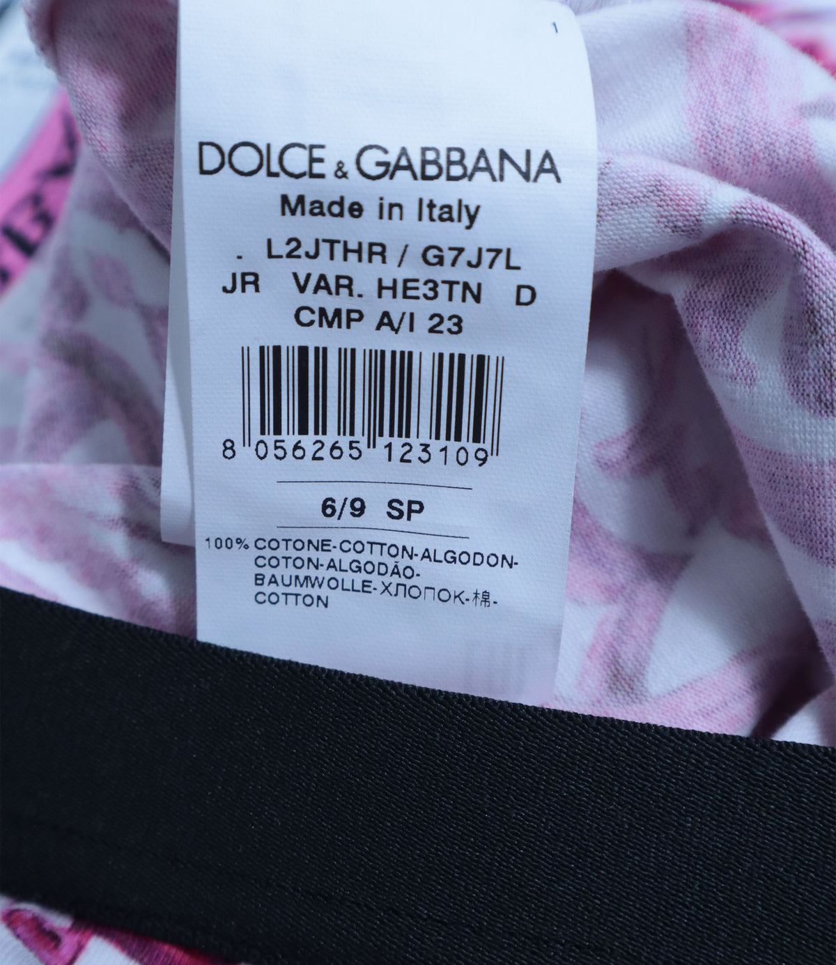 Dolce & Gabbana Baby T-Shirt mit pinkem Barockmuster aus Baumwolle