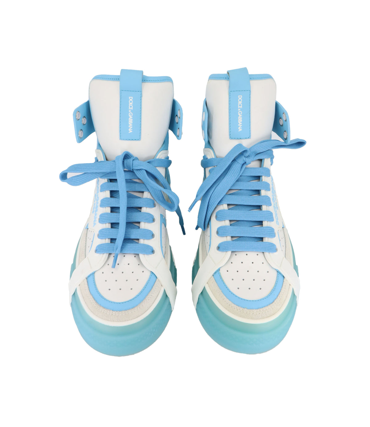 Dolce & Gabbana High Top Sneaker weiß hellblau Größe 39 Luxus Damenschuhe