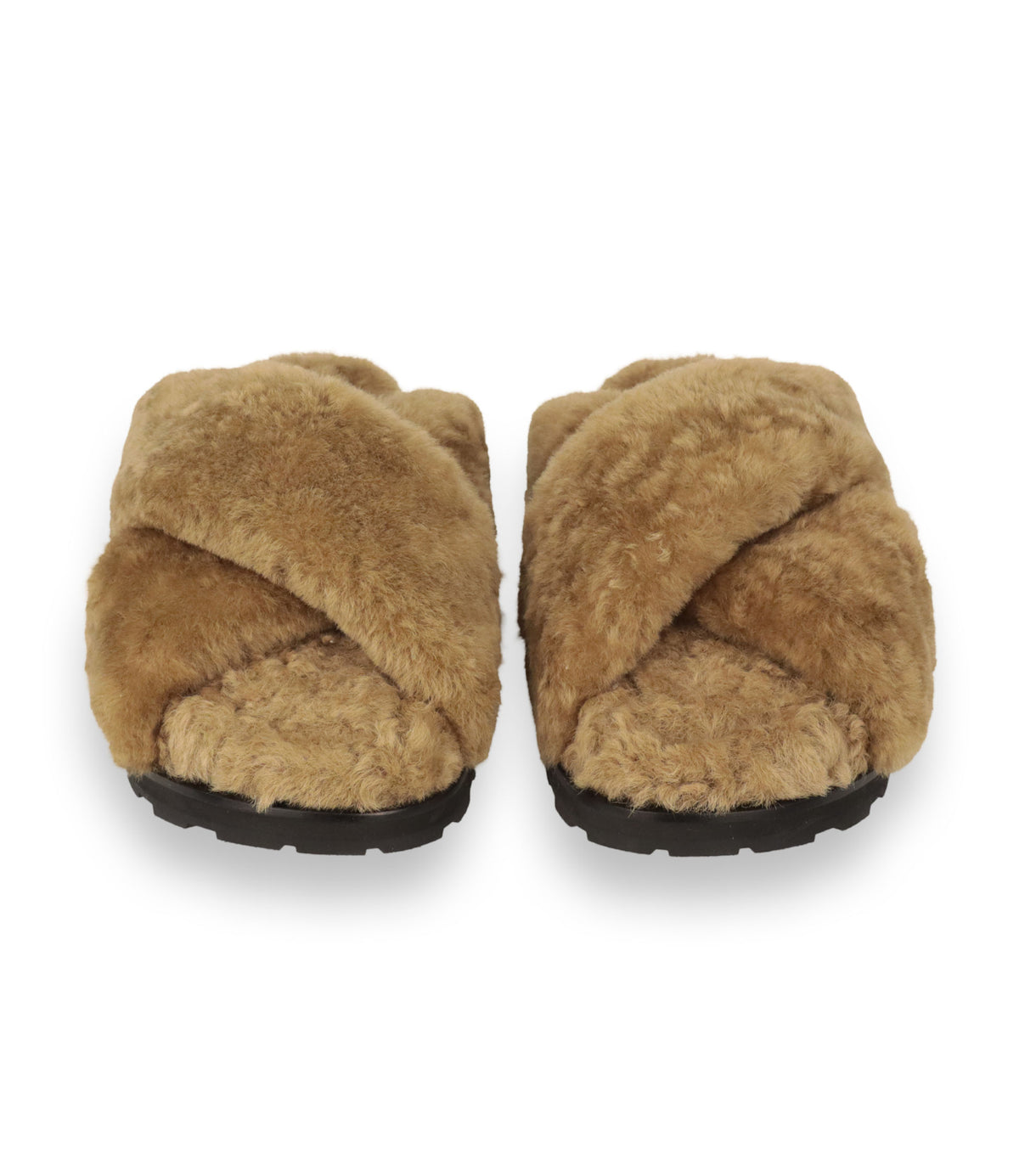 Jil Sander Fell Sandalen Größe 39 in Camel mit schwarzer Profilsohle