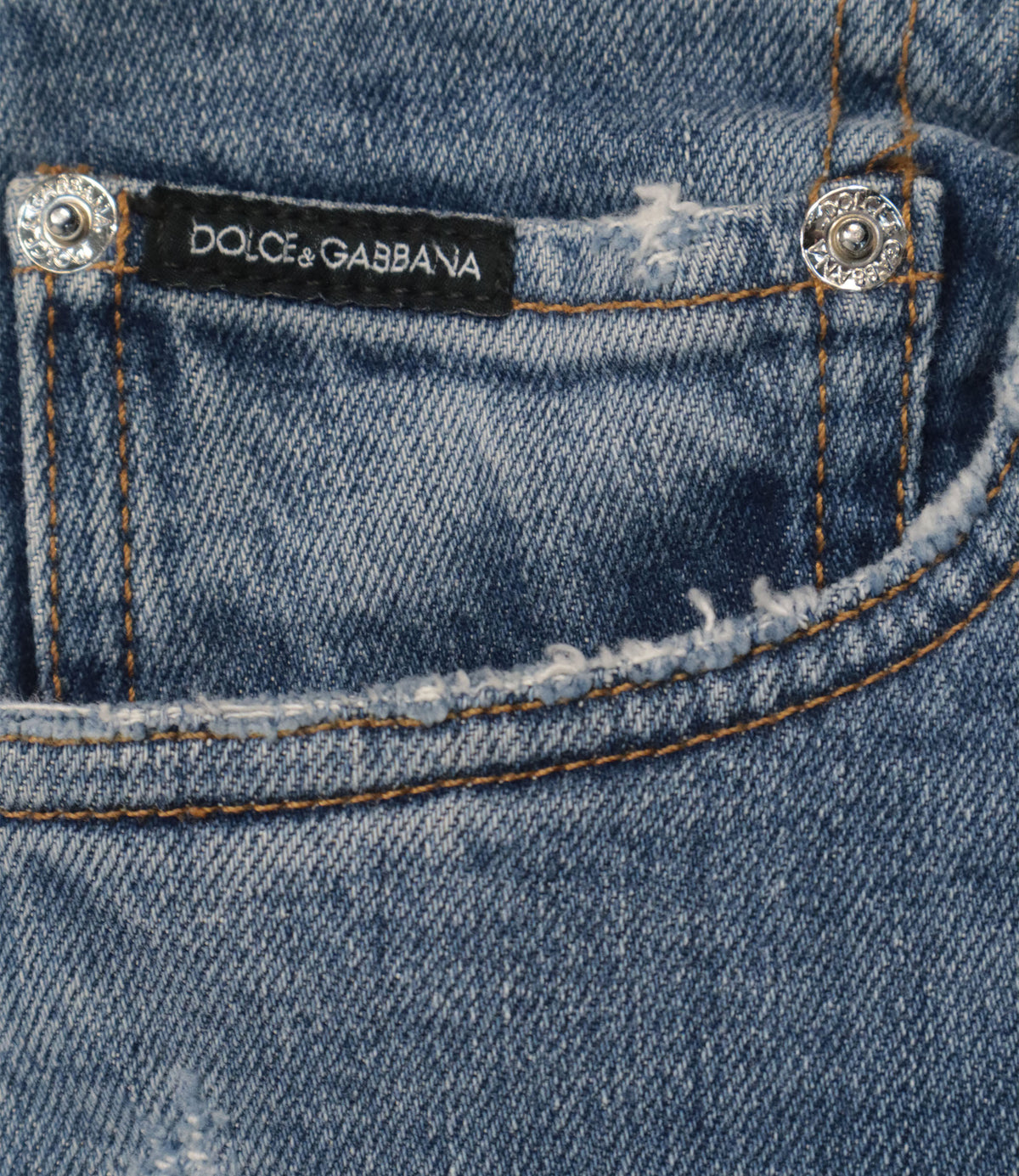Dolce & Gabbana Slim Fit Jeans Blau IT 48 aus Baumwoll-Denim mit Used-Waschung und Logo-Details.
