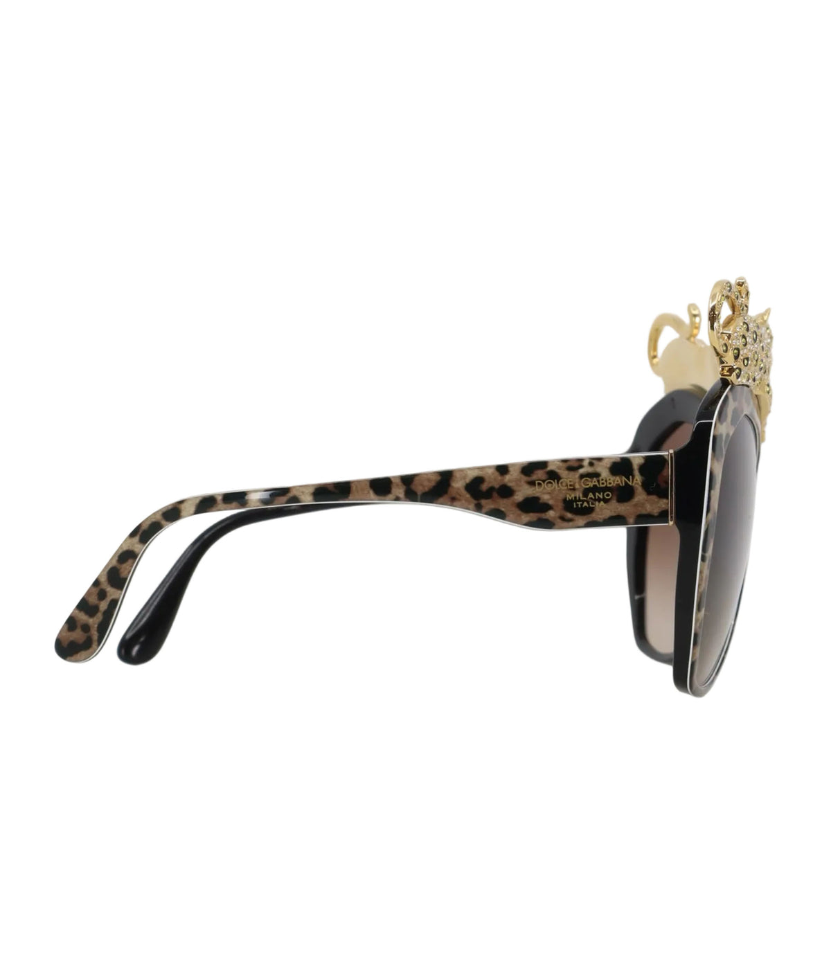 Dolce & Gabbana Sonnenbrille leo print mit goldenen panthern kristallbesetzt luxuriös designer accessoire