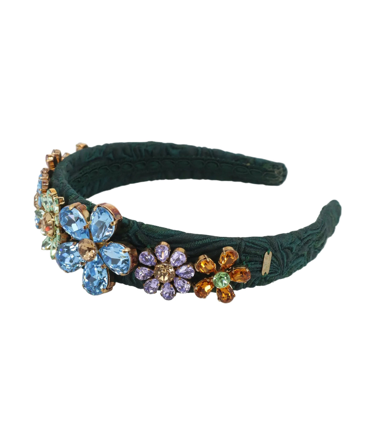 Dolce & Gabbana Haarreif Grün mit floralen Kristallen und Golddetails