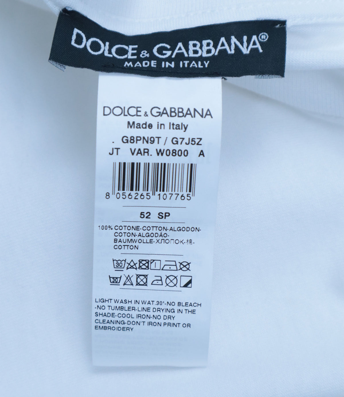 Dolce & Gabbana T-Shirt weiß Baumwolle Größe 52 mit Logo Print