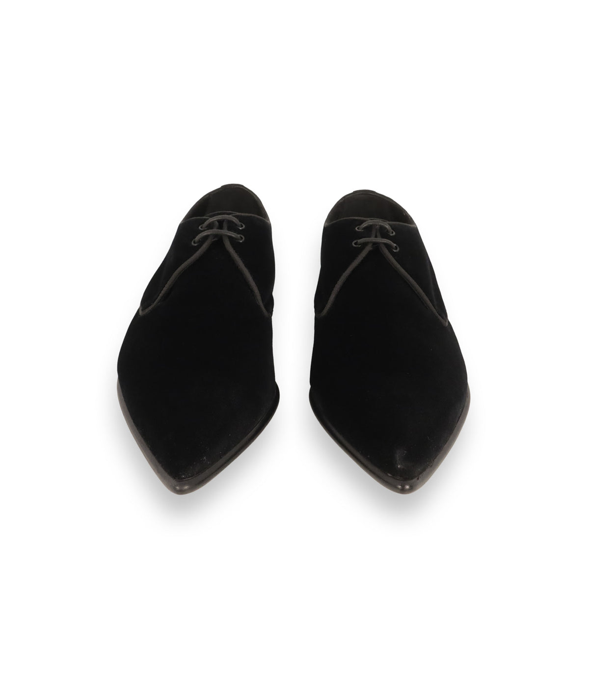 Dolce & Gabbana Schnürschuhe Größe 42 aus schwarzem Samt mit spitzer Silhouette und luxuriösem Design.