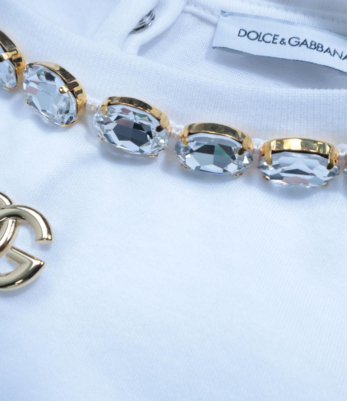 Dolce & Gabbana T-Shirt Weiß mit Kristallbesatz für Kinder im Dolce & Gabbana Sale