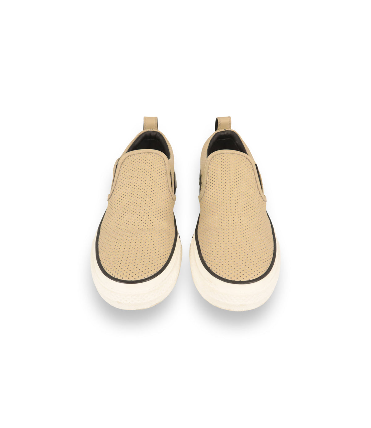 Dolce & Gabbana Slip-On Sneaker Größe 39 aus beigem perforiertem Leder mit Logo-Sohle im Dolce & Gabbana Sale.