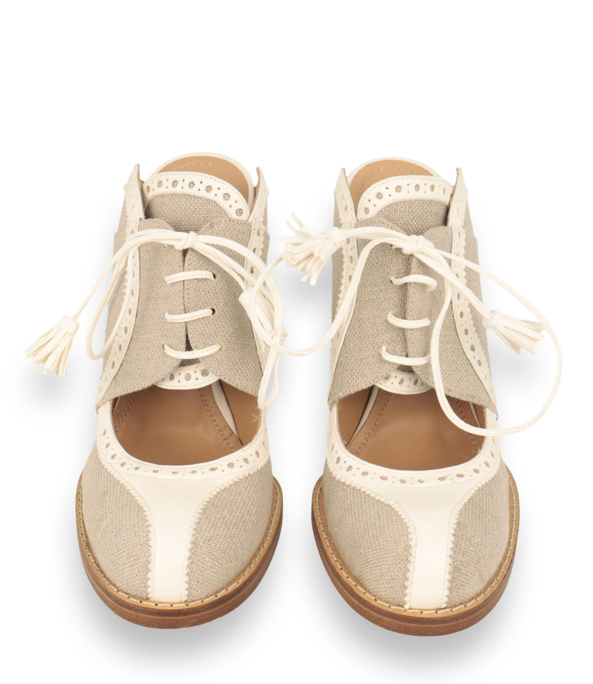 Maison Margiela Mules Größe 39 aus Leinen und Leder in Beige und Cremeweiß